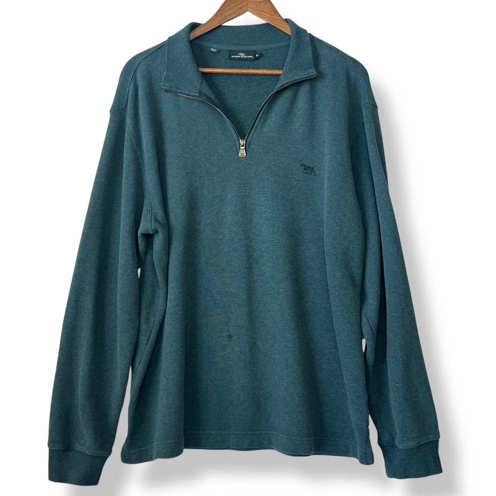 Rodd & Gunn Mens XL Quarter Zip Pullover Evergreen 100% Australian‎ Cotton Comfy